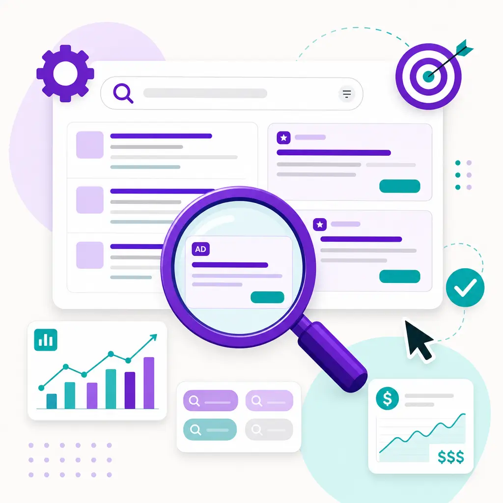 Basic Google Search Ads Setup 1 Basic Google Search Ads Setup Basic Google Search Ads Setup concept showing a search icon
