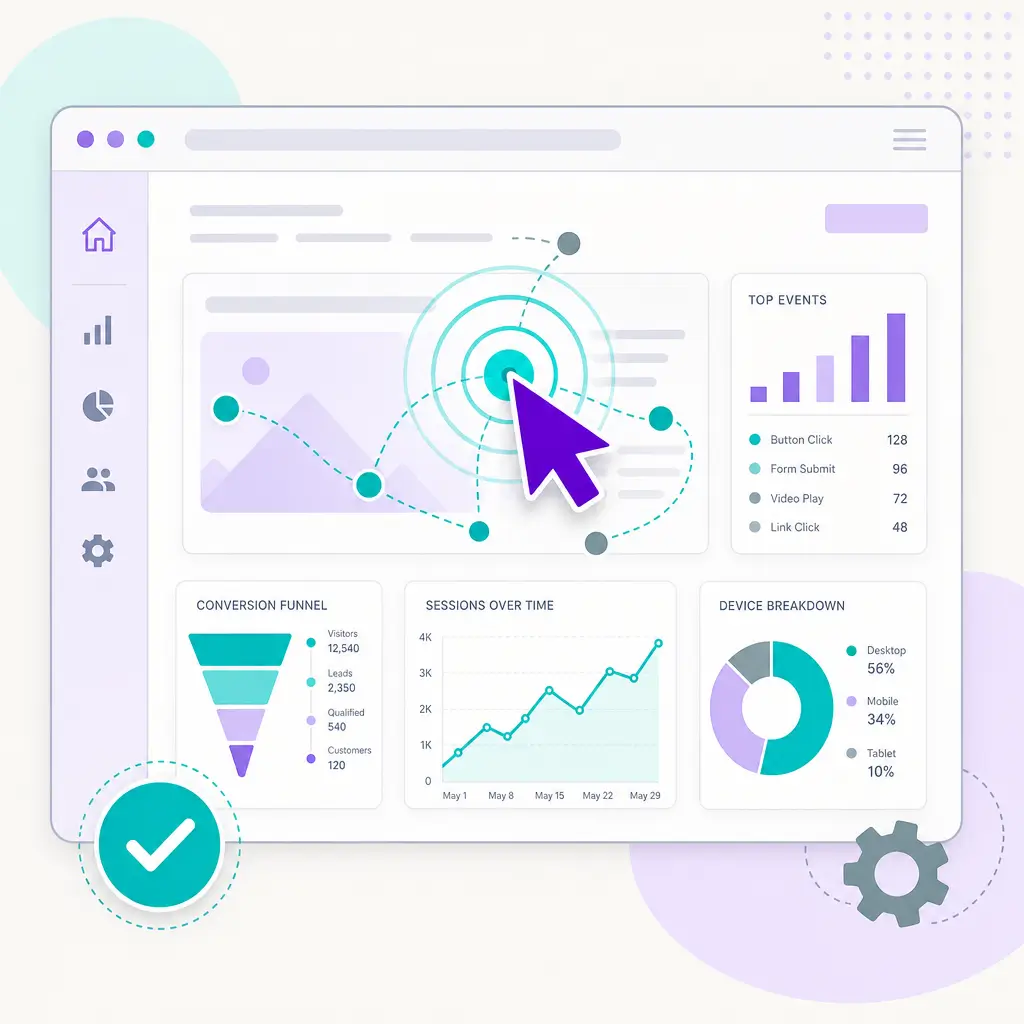 Custom Event Tracking Setup 1 Custom Event Tracking Setup Custom event tracking setup concept showing a click cursor