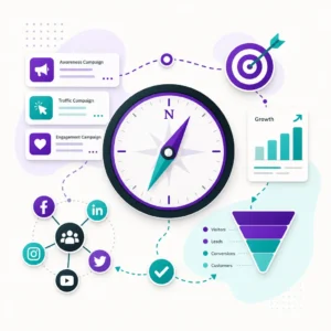 Digital Marketing Strategy Lite concept showing a marketing compass