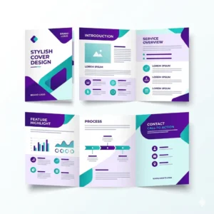 Professional tri-fold brochure design service — print-ready 6-panel layout for business marketing