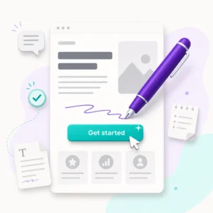 Landing Page Copywriting concept showing a pen