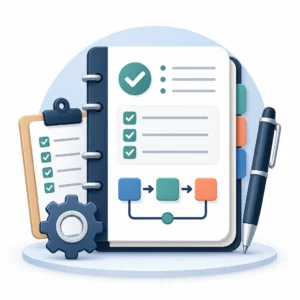 Simple SOP manual concept with checklist