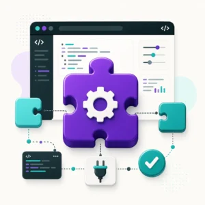 Simple WordPress plugin development concept showing a WordPress puzzle plugin icon