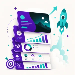 Startup pitch deck concept with presentation slides