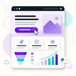 WordPress landing page concept showing a responsive CTA page with contact form